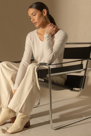 Maglia Lindsay 100% cashmere - Collo a barchetta - Avorio 