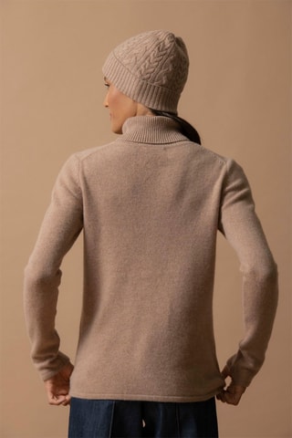 Maglia Willow - 100% cashmere 4 fili - Collo dolcevita. - Cammello melange, 267 g
