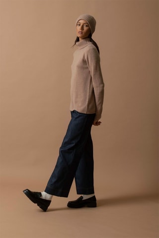 Maglia Willow - 100% cashmere 4 fili - Collo dolcevita. - Cammello melange, 267 g