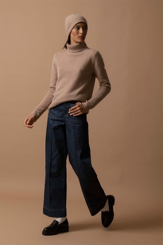 Maglia Willow - 100% cashmere 4 fili - Collo dolcevita. - Cammello melange, 267 g