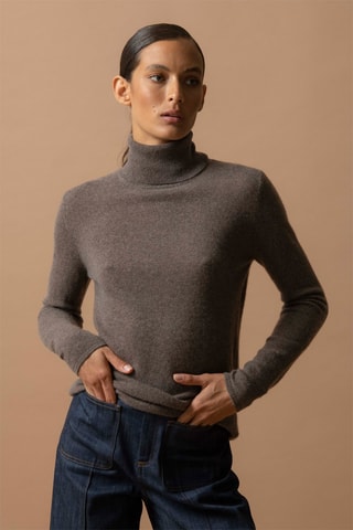 Maglia Ashley - 100% cashmere 2 fili - Collo dolcevita. - Taupe melange