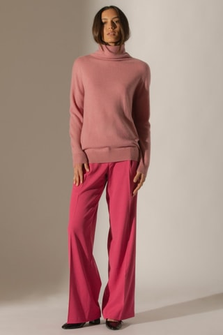 Maglia Nethan 100% cashmere - Collo alto - Rosa petalo 