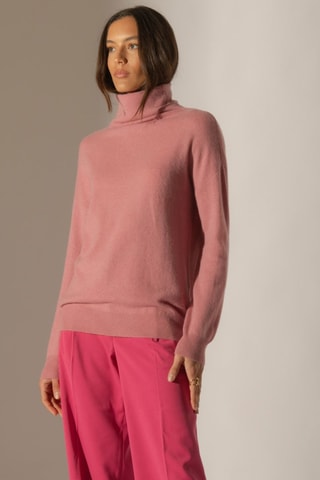 Maglia Nethan 100% cashmere - Collo alto - Rosa petalo 