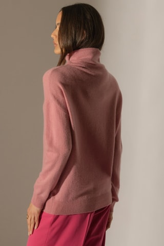 Maglia Nethan 100% cashmere - Collo alto - Rosa petalo 