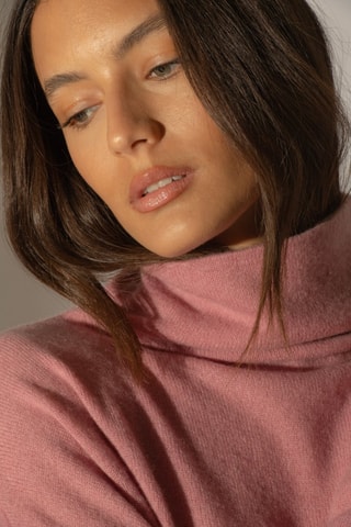 Maglia Nethan 100% cashmere - Collo alto - Rosa petalo 