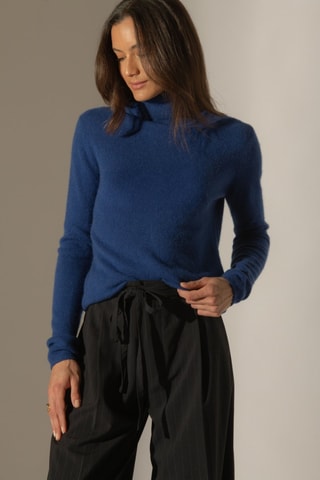 Maglia Ashley 100% cashmere, 2 fili - Collo dolcevita. - Blu