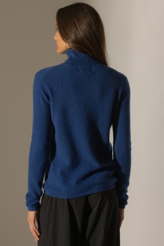 Maglia Ashley 100% cashmere, 2 fili - Collo dolcevita. - Blu
