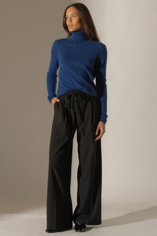 Maglia Ashley 100% cashmere, 2 fili - Collo dolcevita. - Blu