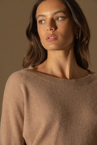 Maglia Molly 100% cashmere, 2 fili - Collo rotondo - Cammello melange