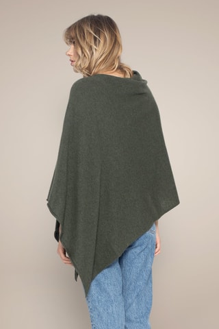 Poncho Tamara 100% cashmere, 2 fili - Collo a cascata - Kaki