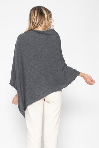 Poncho Tamara 100% cashmere, 2 fili - Collo a cascata - Antracite melange