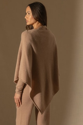 Poncho Georgia 100% cashmere 4 fili - Collo a barchetta - Cammello melange