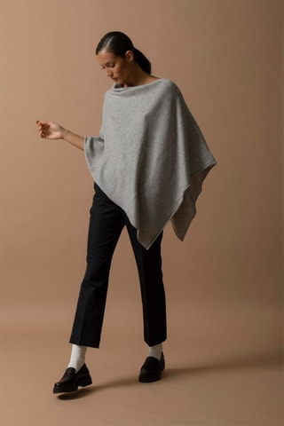 Poncho Tamara - 100% cashmere 2 fili - Grigio melange
