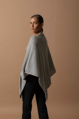 Poncho Tamara - 100% cashmere 2 fili - Grigio melange