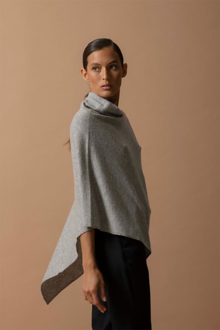 Poncho Tamara - 100% cashmere 2 fili - Grigio melange