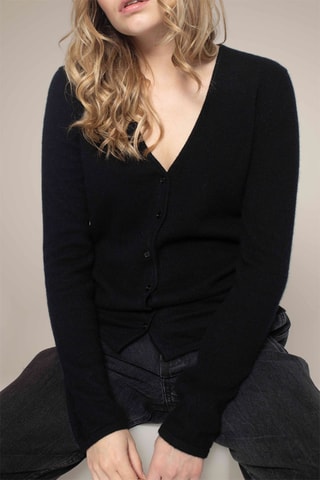 Cardigan Paige 100% cashmere, 2 fili - Collo a V - Nero