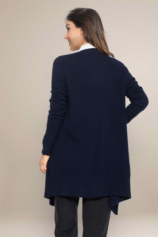 Cardigan lungo Abigail 100% cashmere, 2 fili - Navy, 250 g