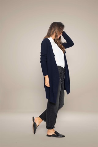 Cardigan lungo Abigail 100% cashmere, 2 fili - Navy, 250 g