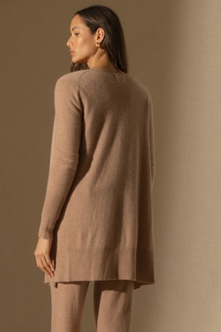 Cardigan Abigail 100% cashmere, 2 fili - Cammello melange - 250 g