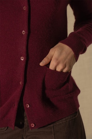 Cardigan Amy 100% cashmere, 2 fili - Collo rotondo - Bordeaux