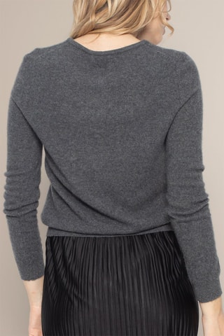 Cardigan Amy 100% cashmere, 2 fili - Collo rotondo - Antracite melange