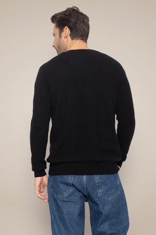 Cardigan Errol 100% cashmere, 2 fili - Collo a V - Nero