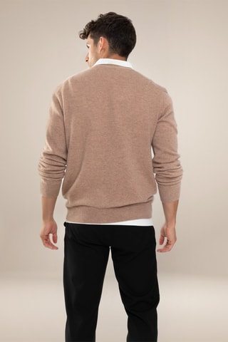 Cardigan Errol 100% cashmere, 2 fili - Collo a V - Marrone melange