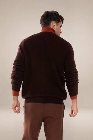 Cardigan Errol 100% cashmere, 2 fili - Collo a V - Marrone