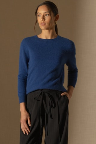 Cardigan Vanessa 100% cashmere, 2 fili - Collo rotondo - Navy