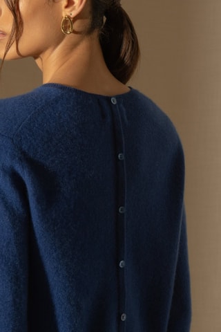 Cardigan Vanessa 100% cashmere, 2 fili - Collo rotondo - Navy