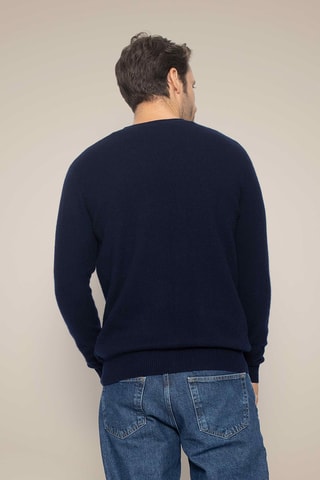 Cardigan Errol 100% cashmere, 2 fili - Collo a V - Navy