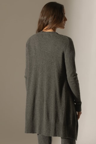 Cardigan lungo Abigail 100% cashmere, 2 fili - Antracite melange - 250 g
