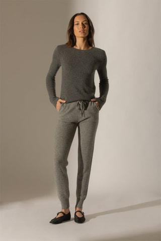 Pantaloni sportivi Gwen 100% cashmere, 2 fili - Grigio melange