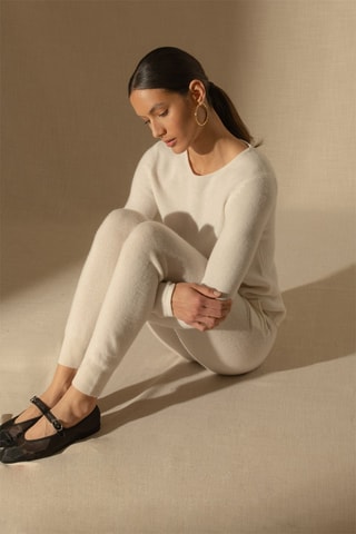 Pantaloni sportivi Gwen 100% cashmere, 2 fili - Avorio