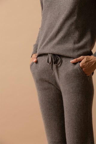 Pantaloni sportivi Gwen - 100% cashmere 2 fili - Taupe melange