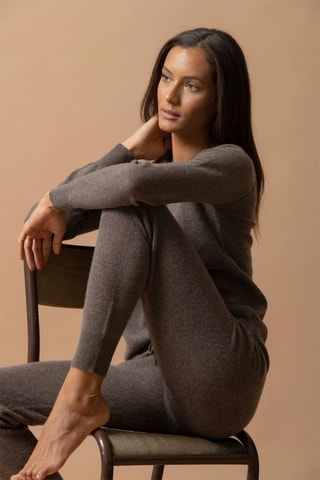 Pantaloni sportivi Gwen - 100% cashmere 2 fili - Taupe melange