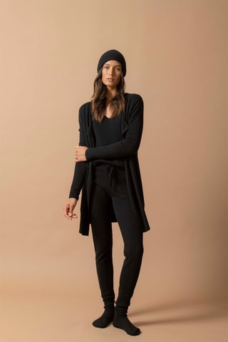 Giacca lunga Abigail - 100% cashmere 2 fili - Nero, 250 g