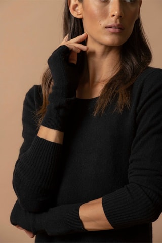 Abito Molli - 100% cashmere 2 fili - Collo rotondo - Nero