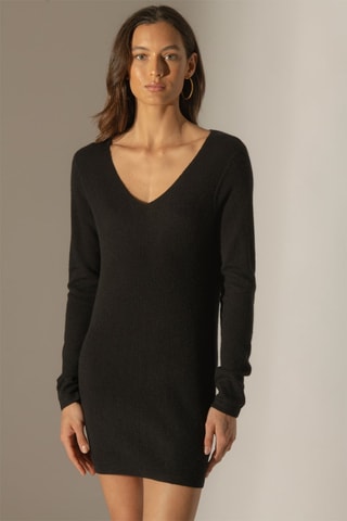 Abito Garmouth 100% cashmere 2 fili - Collo a V - Nero