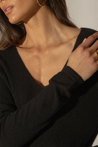 Abito Garmouth 100% cashmere 2 fili - Collo a V - Nero