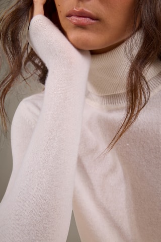 Maglia 100% cashmere - 2 fili - Collo dolcevita - Bianco