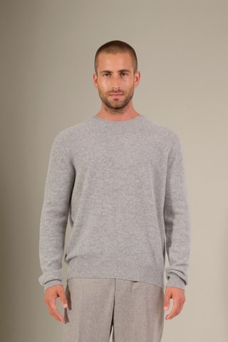 Maglia 100% cashmere - 2 fili - Collo rotondo - Grigio chiaro