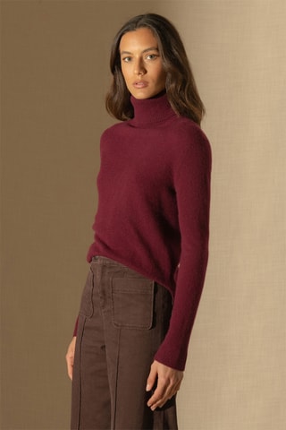 Maglia 100% cashmere - 2 fili - Collo dolcevita - Bordeaux
