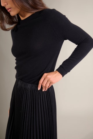 Maglia 100% cashmere - 2 fili - Collo rotondo - Nero