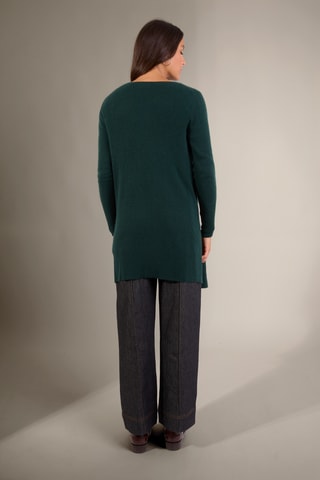 Cardigan lungo 100% cashmere - 2 fili - Verde scuro
