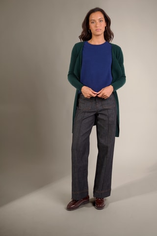 Cardigan lungo 100% cashmere - 2 fili - Verde scuro