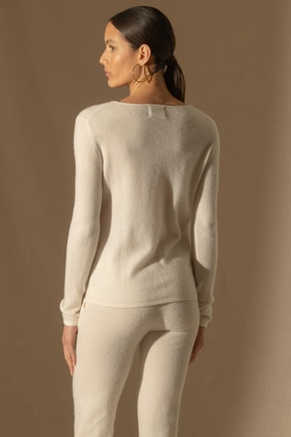 Maglia 100% cashmere - 2 fili - Collo rotondo - Avorio