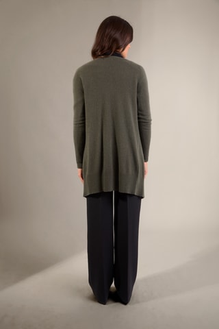 Cardigan lungo 100% cashmere - 2 fili - Kaki