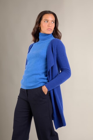 Cardigan lungo 100% cashmere - 2 fili - Blu