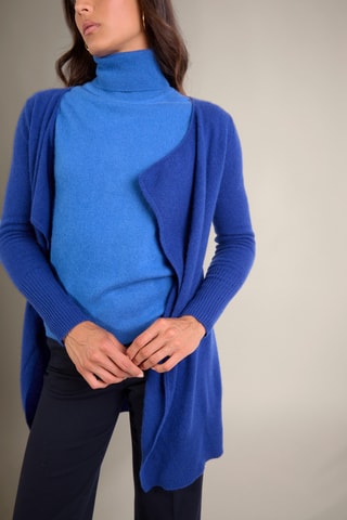 Cardigan lungo 100% cashmere - 2 fili - Blu